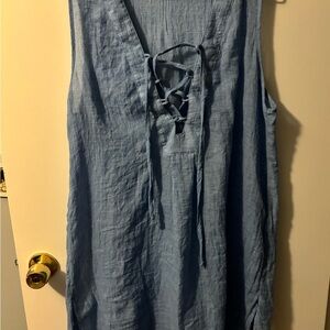 J Valdi Blue Beach Core Textured Dress